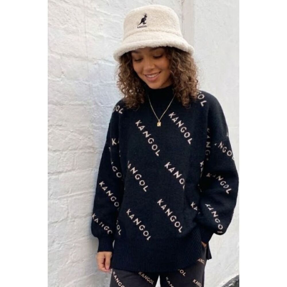 New Kangol x H&M Retro Y2K 90s Knit Mock Neck Oversized Sweater Women's Size XS